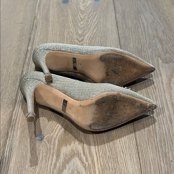 Badgley Mischka Cher Crystal Gold Heels Sz 9 - Picture 8 of 8